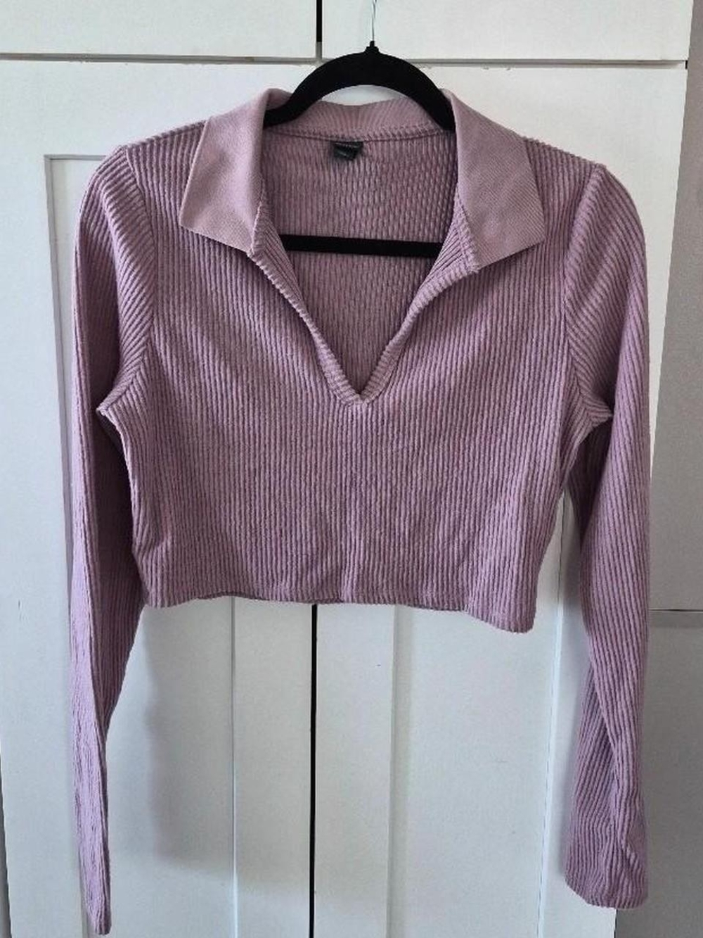 wild fable Lavender Ribbed Cropped Polo Top